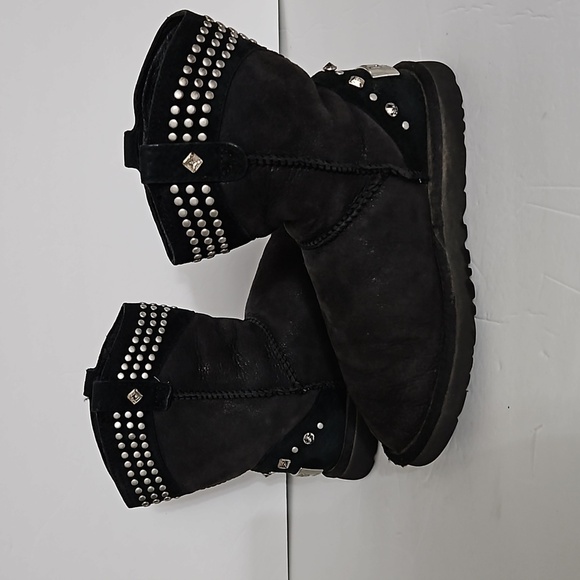 Ugg Bowen Swarovski Crystal Bling Studded Boots sz5 Black Pre-owned - Picture 6 of 11